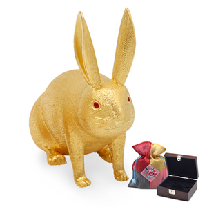 순금 황금 조형물 37.5g 24K [토끼] 선물 기념품 고급원목케이스증정